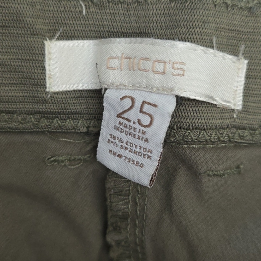 (J49) Chico's Womans Sz 25 Olive Green Casual Pants - Picture 5 of 5